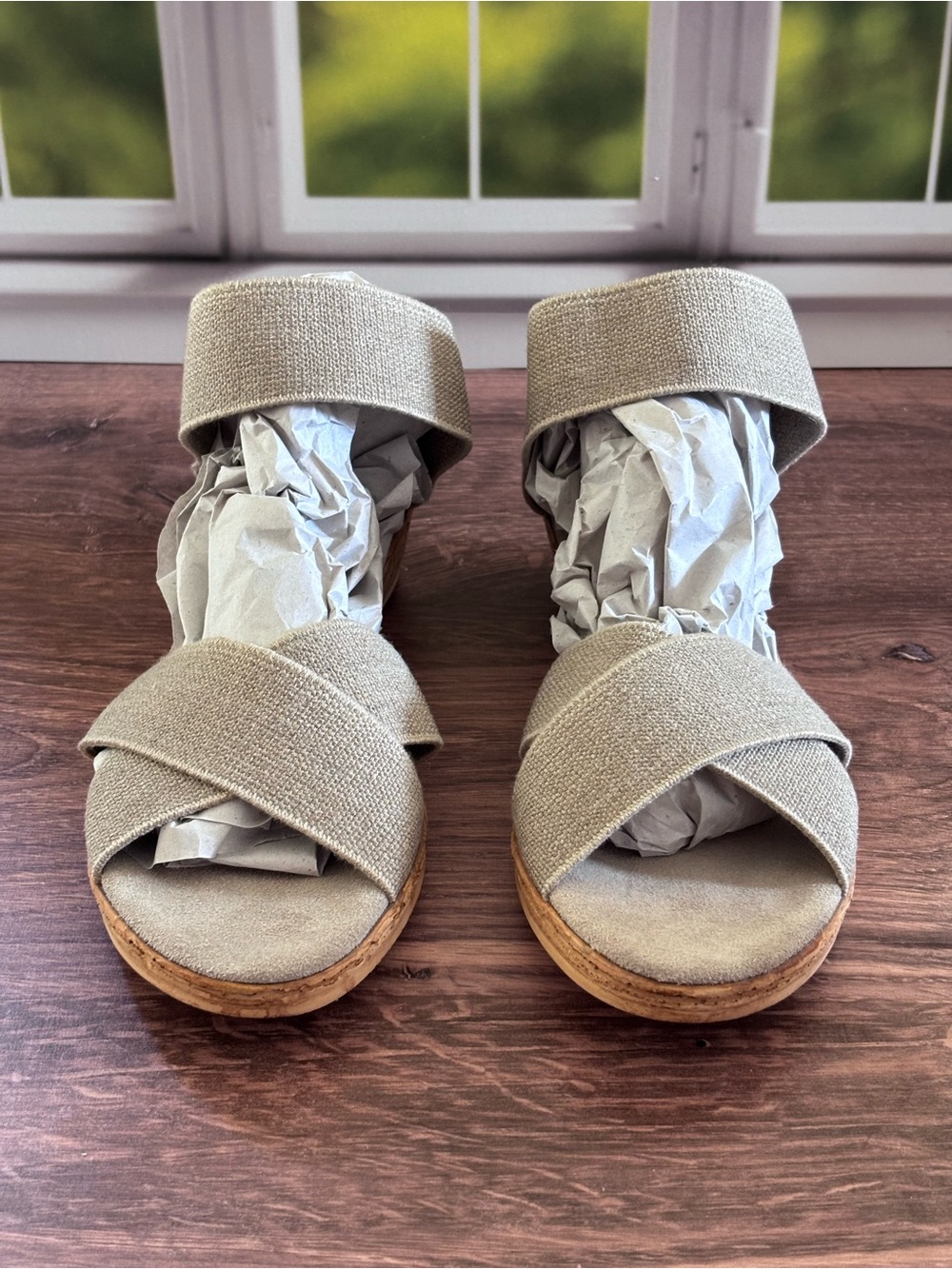 CHARLESTON SHOE CO. Beige Crisscross Espadrille Sandals - Picture 3 of 13